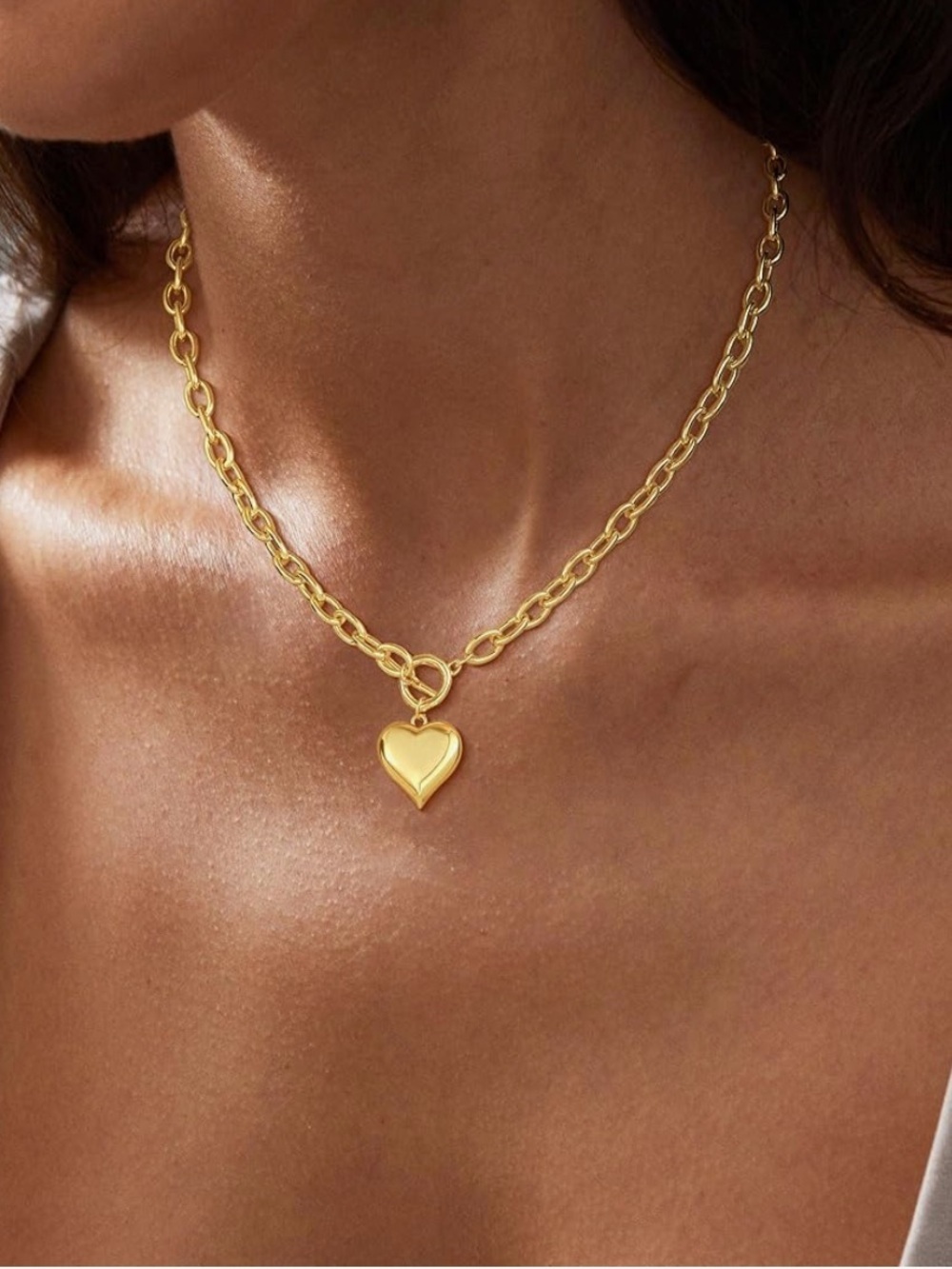 Valentina Heart Lock Gold Link Necklace